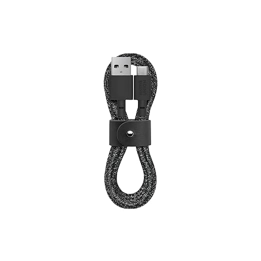 Native Union Belt Cable USB-A to USB-C - 4ft Ultra-Strong Charging Cable with Leather Strap – Compatible with iPhone 17 Pro, 17e, iPhone Air, Galaxy S26/S25 Ultra, Fold 7/Flip 7, iPad Pro (Cosmos)