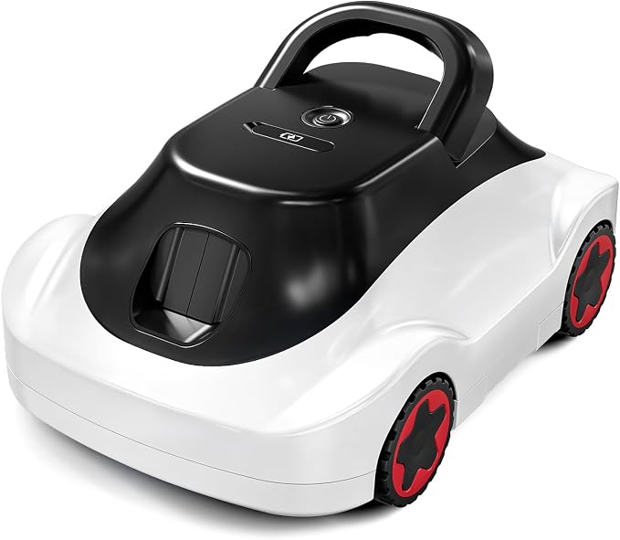 C5 Robotic Pool Cleaner, Cordless Pool Vacuum for Above-Ground & Inground Pools up to 2,200 Sq.Ft, Strong Suction, 180-Min Runtime, Smart Auto-Parking & 2.7L Large Debris Basket (White-Black)