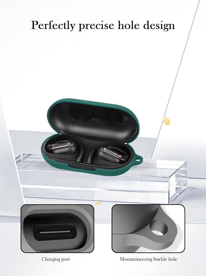 Case for Soundcore V30i True Wireless Earbuds,Soft Protective,BOVUGAC Silicone Case Cover with Keychain & Cleaning Kit & Lanyard for Anker V30i-Green