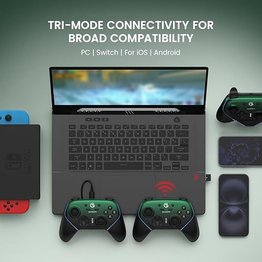 GameSir Super Nova Wireless Gaming Controller for PC/Switch/iOS/Android, Hall Effect Stick & Trigger, RGB Lighting, Swappable ABXY, Detachable Faceplate, 1000mAh with Charging Dock - Green