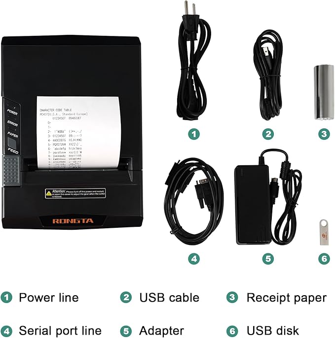 Rongta Thermal Receipt Printer with Auto Cut for Retail & Small Businesses, 80mm POS Printer, High-Speed Kitchen Printer, USB/LAN/Serial, Compatible with Windows/Linux Cups/MacOS/JavaPos/OPOS, RP327