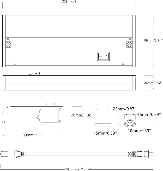 LAMPAOUS Hardwired Under Cabinet Lighting, Dimmable White and Color Changing with Remote Control, Compatible with Alexa, Google Home (9 Inch)