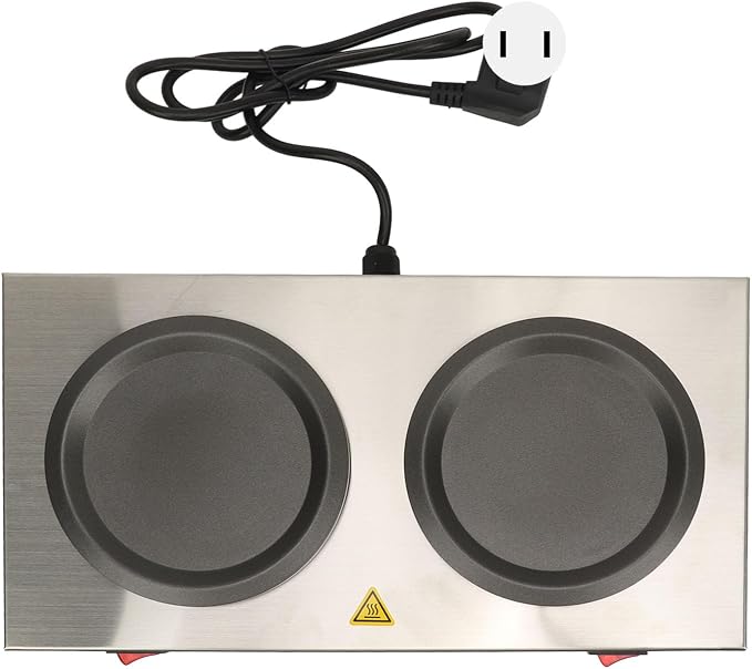 Electric Coffee Warmer Double Coffee Warmer, Commercial Hot Plate Coffee Pot Warmer, Stainless Steel Portable Standard Decanter Warmer for Cafe Break Room Heating Diameter 4.3in