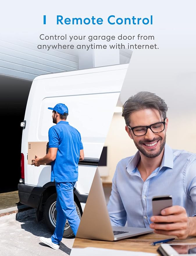 meross Smart Garage Door Opener Remote, Compatible with Amazon Alexa, Google Assistant and SmartThings, Enhanced Compatibility, App/Voice Control (Non HomeKit Version)