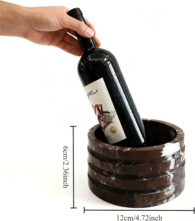 Marble Wine Chiller Bucket, 750ml Wine & Champagne Cooler, Kitchen Ware Storage,Vase,for Party, Kitchen, Bar Cart Decor to Chill & Keep Bottles Cold with Unique Wine (Small Purple)
