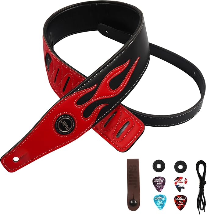 Handmade Retro Embossed Guitar Strap Super Soft Cowhide Leather Belt for Electric Acoustic Guitar Bass Guitarra Gig