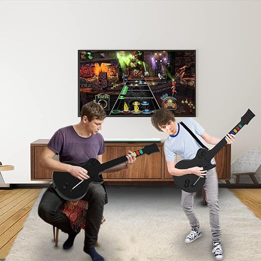NBCP PC Guitar Hero Controller, Wireless PS3 Guitar Hero with Dongle for PC/PlayStation 3, Compatible with Guitar Hero, Rock Band, Clone Hero & Fortnite Festival - Black