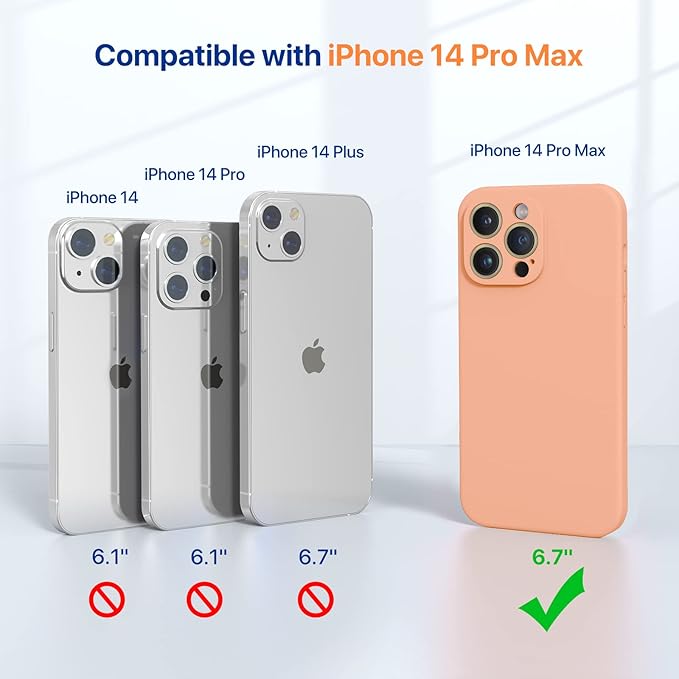 Miracase Designed for iPhone 14 Pro Max Phone Case with Screen Protector,[Upgraded Enhanced Camera Protection],Shockproof Liquid Silicone Case with Microfiber Lining,6.7 inch, Melon Orange