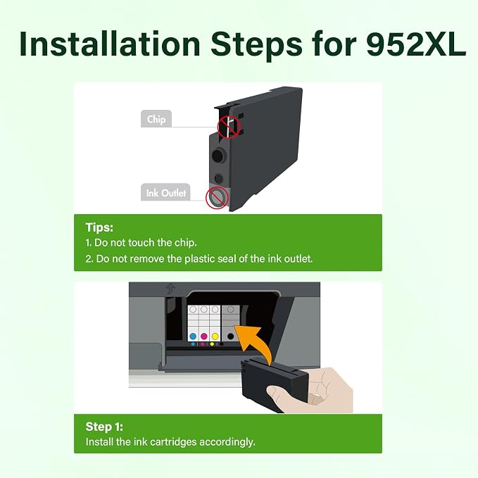 952XL 952 8710 Ink Cartridges Combo Pack for HP Printers 952 XL for HP OfficeJet Pro 8710 7740 8720 8715 8715 8725 8730 8702 8732M 8736 8743 Printer 4 Pack (Black Cyan Magenta Yellow)