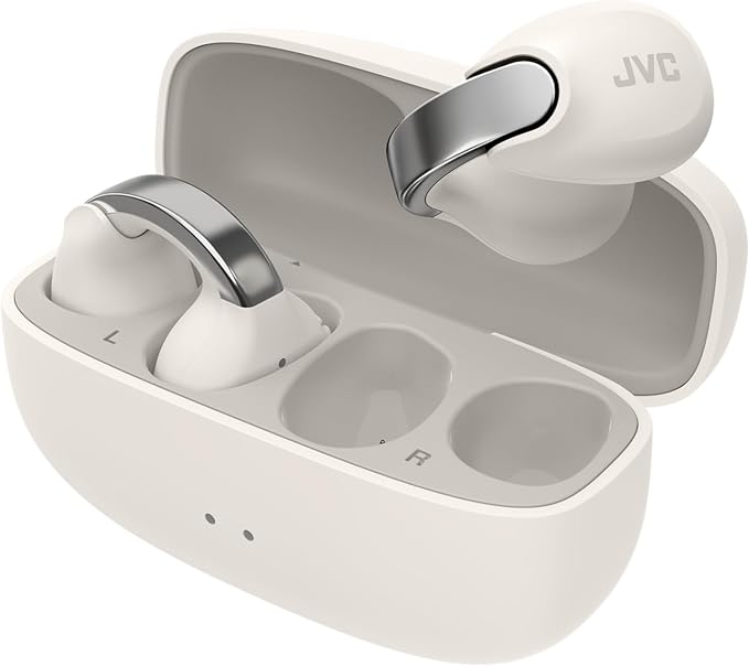 JVC Nearphones Open Ear True Wireless Headphones - Open Ear Earbuds - Bluetooth 5.3-24H Playback - IPX4 Water Resistant - Built-in Mic - Awareness & Comfort - Ear Clip Earbuds - HANP1T