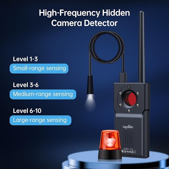Multifunctional Hidden Camera Detector, GPS Tracker Detector & Camera Detector Spy Camera Finder，Bug Detector Listening Device Detector for Travel, Hotel, Car Privacy Protection