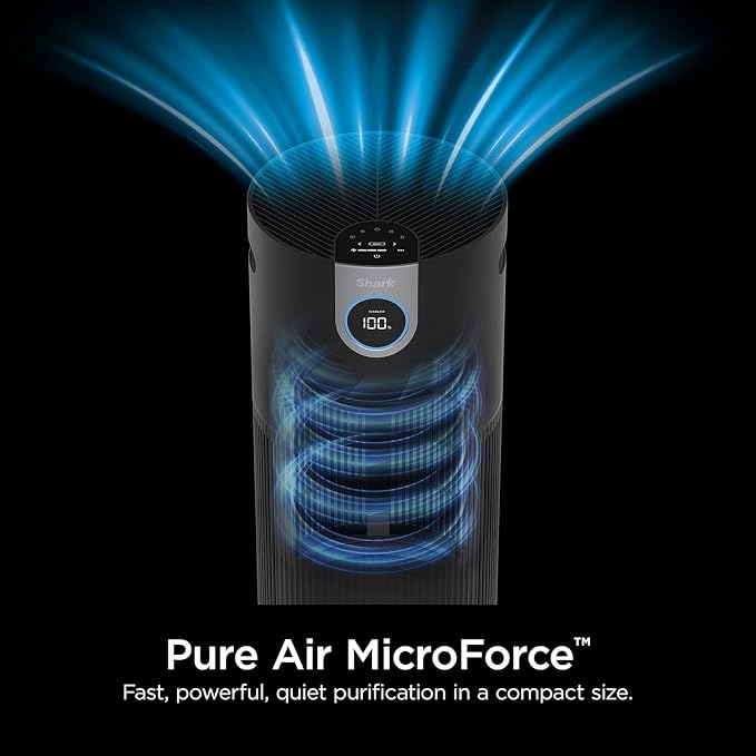 Shark Air Purifier MAX with NanoSeal HEPA, Clean Sense IQ, Odor Lock, Filters up to 1200 Sq. Ft. and 99.98% of Airborne Particles, 0.1–0.2 Microns, Grey, HP202 (Renewed)