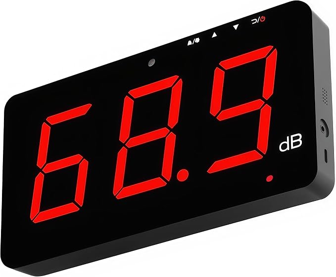 SW-525A Sound Level Meter Tester 30-130db Large Screen Red LCD Display Wall Hanging Type Decibel Noise Measuring with Alarm (Sound Level Meter)