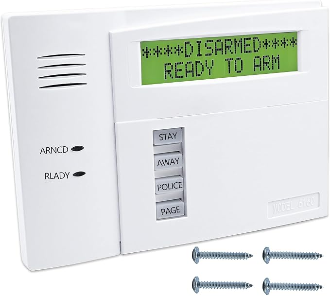 6160 Custom Alpha Alarm Keypad Display, Compatible with Honeywell VISTA-20P/15P/10P and Ademco Systems, Addressable Wired Security Keypad, Replacement for Ademco 6160 Keypad