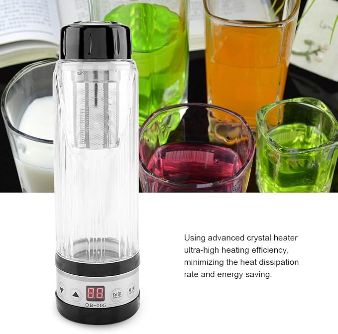 Xinwoer420ml Car EleCup Holder,12V / 24V 95W Car Electric Kettle Travel Tea Mug Water Heating Cup Bottle Holder(Black)