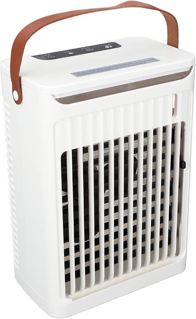 Portable Air Conditioner 2-in-1 Cool Mist Humidifier with 5 Speeds Fan 7 LEDs 680ml Tank USB Desktop