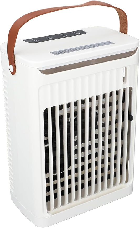 Portable Air Conditioner 2-in-1 Cool Mist Humidifier with 5 Speeds Fan 7 LEDs 680ml Tank USB Desktop