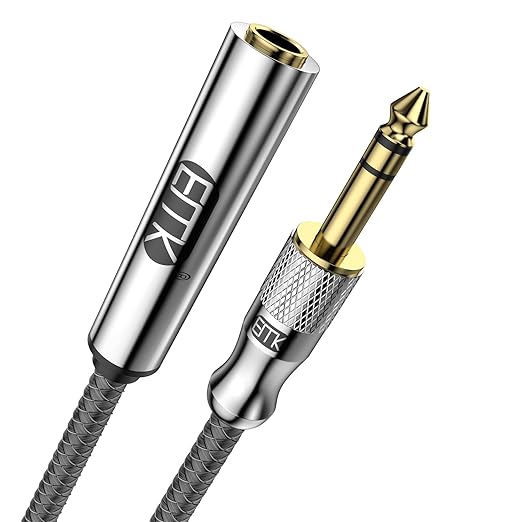 EMK Premium 1/4" (6.35mm) Male to Female Stereo Extension Cable (8Ft/2.4M) - Gold-Plated Quarter Inch Headphone/Guitar/Audio Extension Cord for Studio Equipment, Amplifiers & Instruments