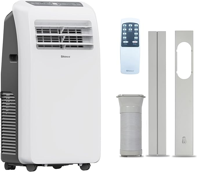 Shinco 10,000 BTU Portable Air Conditioner - 3-in-1 Cool/Dehumidifier/Fan for Rooms Up to 400 sq.ft, Remote Control & 24H Timer, Compact AC Unit for Bedroom/Office