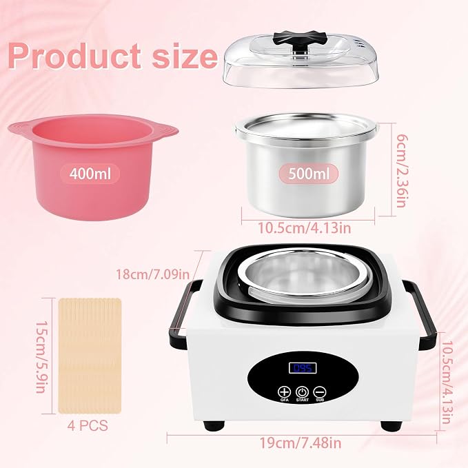 Digital Wax Warmer for Hair Removal, Yofuly Women Waxing Machine with 14oz Silicone Pot Liner, Professional Hard Wax Heater for Full Body Home Use