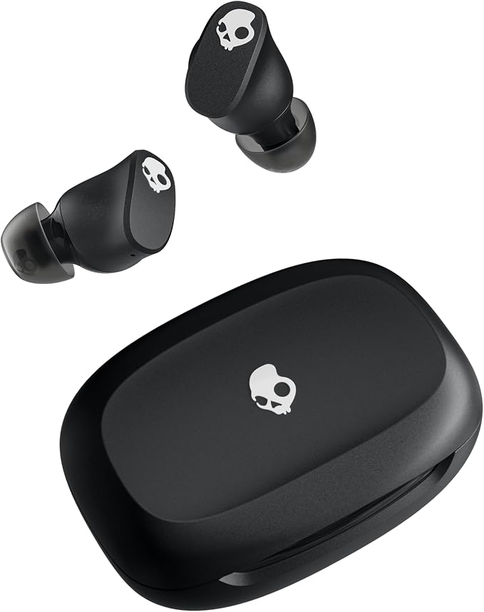 Skullcandy Smokin’ Buds 360 Wireless Earbuds, Bluetooth Headphones, Noise Isolating Fit, Up to 20 Hours Battery, IPX4 Sweat and Water Resistant, Microphone for iPhone Android - True Black