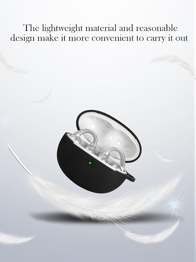 Case for Baseus Bowie MC1 Pro True Wireless Noise Cancelling Earbuds,Soft Protective,BOVUGAC Silicone Case Cover with Keychain & Cleaning Kit & Lanyard for Baseus Bowie MC1 Pro-Black