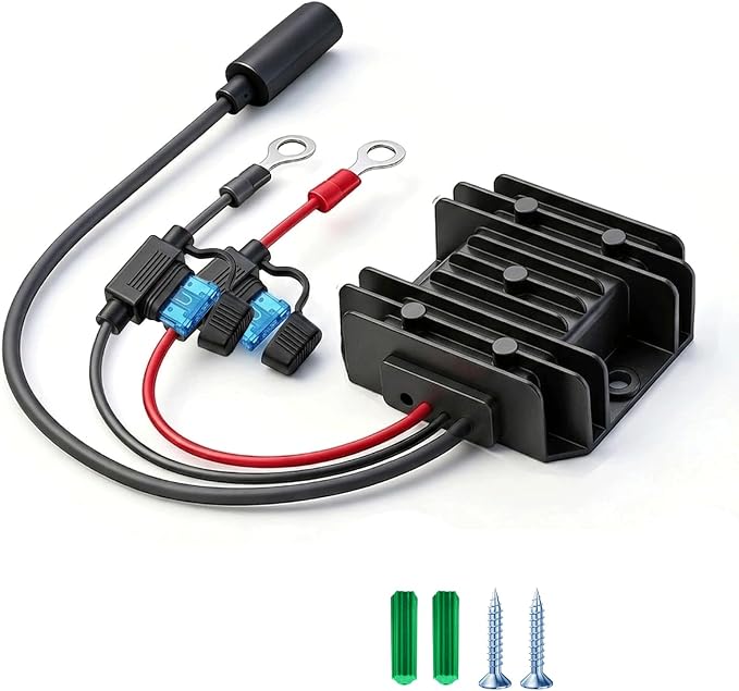 Starlink Mini Power Adapter 12V/24V to 30V DC with15A Fuse Protection Black | Black silver-plated finish, featuring dual-fuse protection and included quick-connect terminals