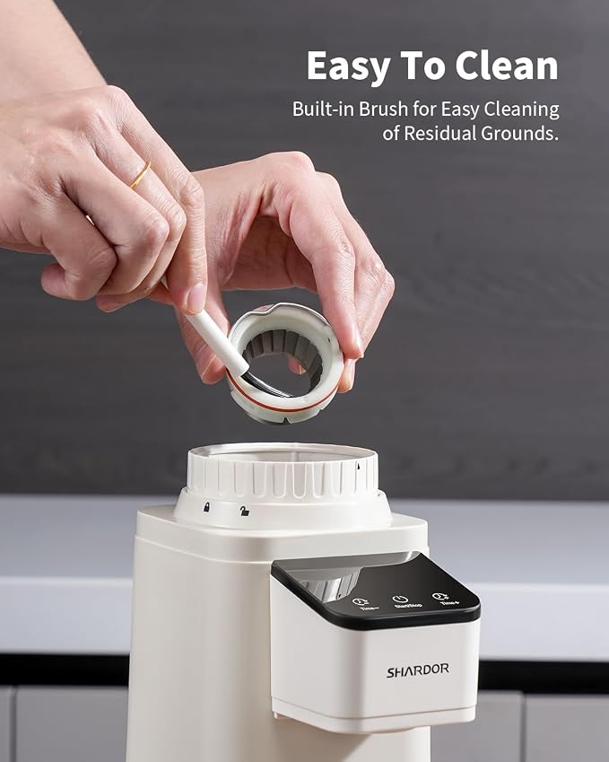 SHARDOR Professional Conical Burr Coffee Grinder, Coffee Bean Grinder with 48 Grind Settings for Espresso, Drip & French Press, Upgraded Anti-Static Technology, Precision Timer, White