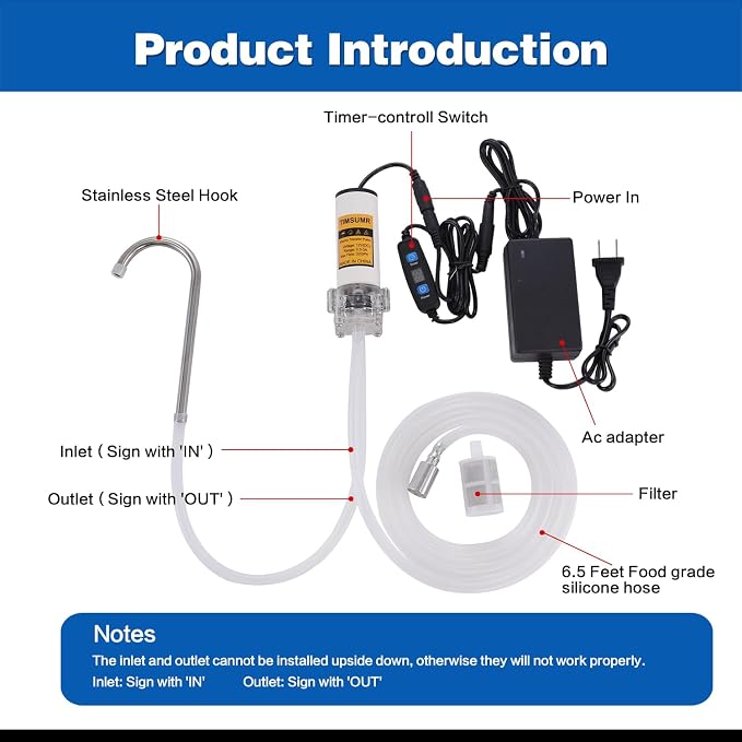 Food Grade Electric Water Transfer Pump 110V With Timer Controlled for Ice Maker,Coffee Machine,Water Dispenser,Auto Siphon Self Priming Pumps for Bottling Wine,Beer and Kombucha,2L/Min,Low Noise