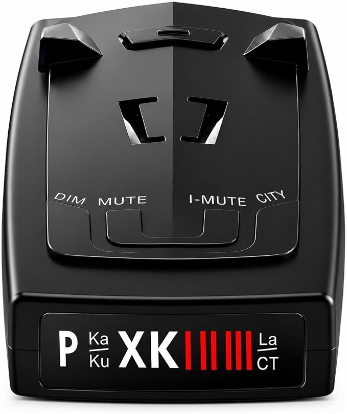 Radar Detector for Cars, Long Range Full-Band Laser Detection with Voice Alerts, False Alert Filter, City/Highway Modes, Windshield Mount, Black
