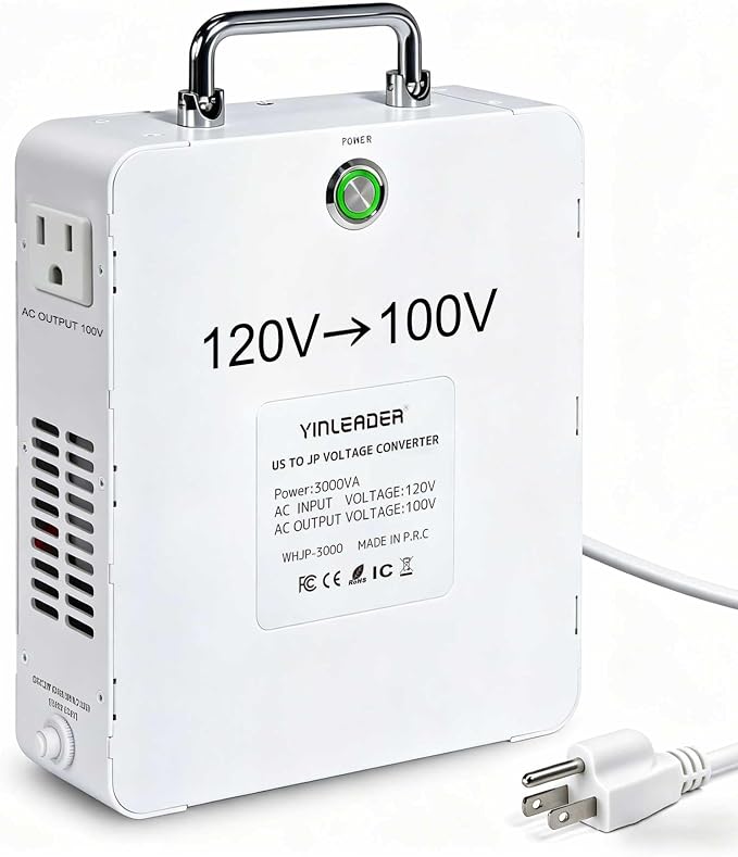 Yinleader 3000W Convert 120V to 100V Step Down Voltage Transformer Perfect for Japanese High-Power Devices in US(White)
