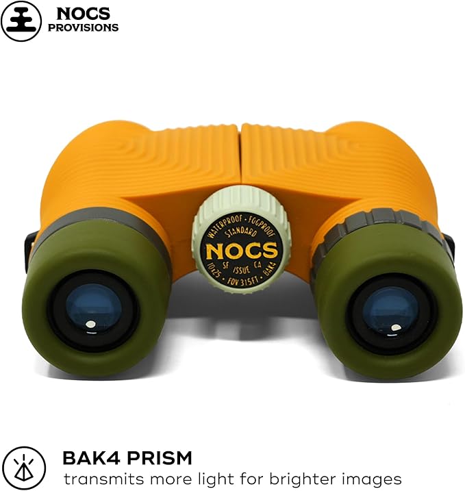 Nocs Provisions Standard Issue 10x25 Waterproof Binoculars, 10X Magnification, Bak4 Prism, Wide View Multi-Coated Lenses for Bird Watching, Hiking & Backpacking - Beeswax Yellow