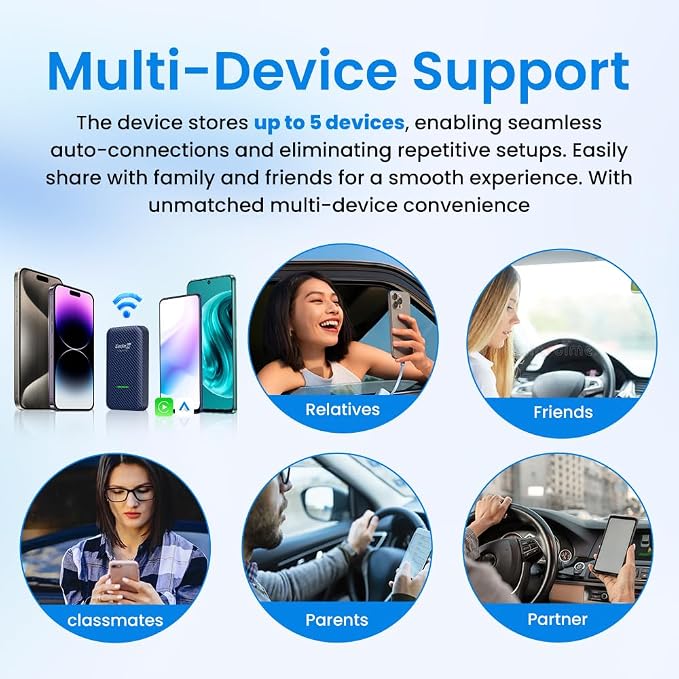CarlinKit 4.0 CP2A Adapter for Wired CarPlay Car, 2 in 1 Convert Wired CarPlay to Wireless, Wireless Android Auto for Android 10+