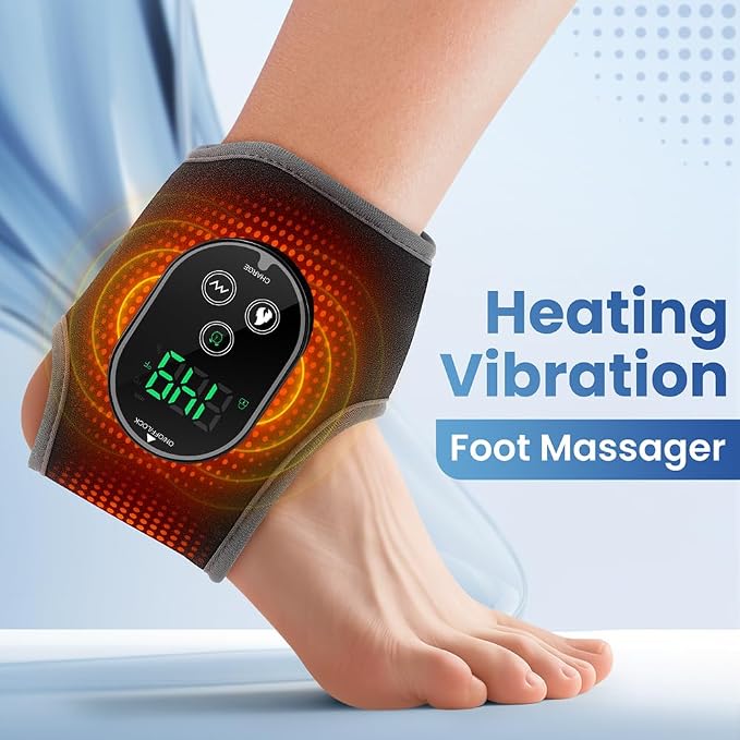 Ankle Heating Pad with Massager, Foot Massager with Heat, Ankle Heating Pad Heated Wrap Brace for Pain Foot Renew, Foot Warmer for Man Woman