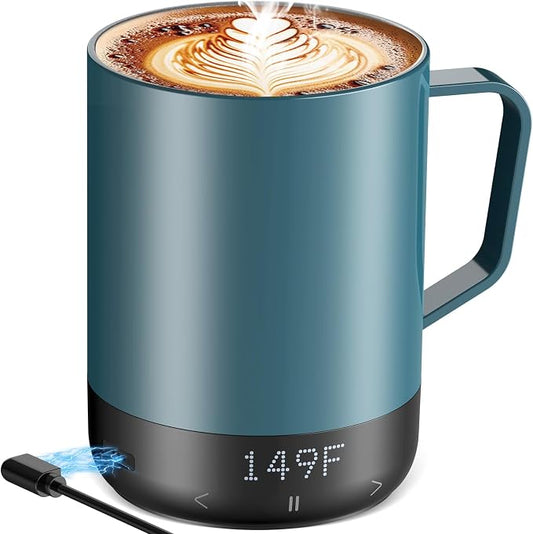 Magnetic Charging Cordless Self Heating Coffee Mug for Dad, Fast Heating & High Temperature 14Oz Smart Coffee Cup Warmer, 120 Mins-Hot Up to 149℉ Smart Mug Warmer, for Men(No APP)