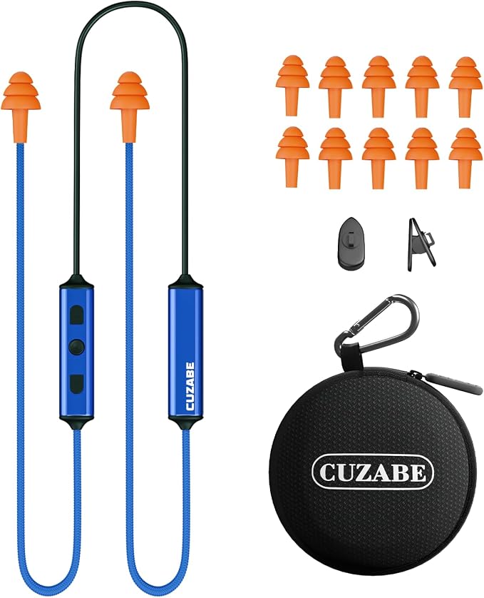Bluetooth Earplug Headphones, Neckband Wireless Earbuds with Replacement Ear Tips, OSHA Compliant Noise Cancelling Ear Plug Headphones for Work Safety Ear Protection, 20 Hour Battery