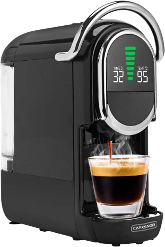 Magician1 Mini Espresso Machine for Nespresso Original, Dolce Gusto, Lavazza Blue, ESE Pods, 19-Bar Coffee Machine for Ground Coffee, Coffee Maker with adjustable Temp & Cup Size, 21oz Reservoir