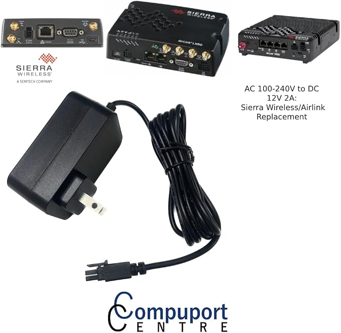 The CompuPort AC Power Adapter Features a 12VDC Output and a 4-pin Molex Connector, Making it Suitable for a Range of Cellular modems, Including Microhard, CradlePoint, Peplink, and Sierra Airlink.