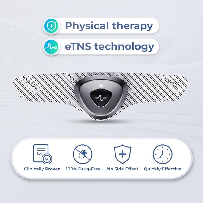 HeadaTerm-2 Migraine Relief Device e-TNS Technology Rechargeable Head Cap Treatment for migraine and Headache, Drug-Free, Clinically Proven, Fast-Acting, No Side Effects (1* HeadaTerm 2 +3*Electrodes)