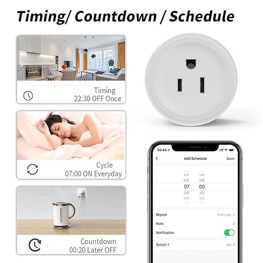 Mengshen Smart Plug Home WiFi Outlet with App Remote Control Compatible with Alexa & Google Home Smart Socket with Timer Function 16A 2.4GHz WiFi Only No Hub Required