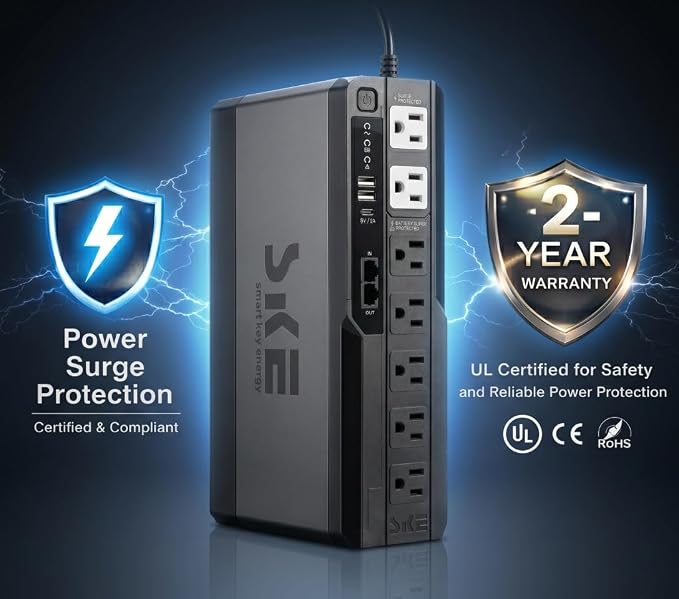SKE SMART KEY ENERGY SKE 425VA/240W UPS Battery Backu Surge Protector for Computer UPS Battery Backup Uninterruptible Power Supply…, VL425