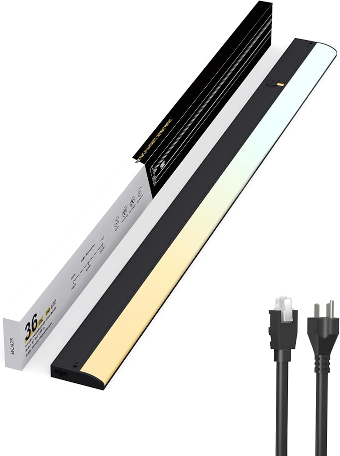 Hardwired Under Cabinet Lighting, 36 inch LED Under Counter Lights for Kitchen, CRI 97, 120V, 20W, 2000Lm 3CCT Dimmable Linkable Under Cabinet Lights with Power Cord and Linked Cord, Black