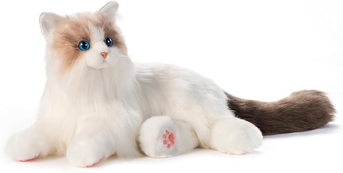 Chongker Interactive Robot Cat, Realistic Cat with Lifelike Heartbeats, Purring, Custom Name & Voice Interaction, Relieving Anxiety in the Elderly, for Daily Companionship and Soothing Sleep-Percy