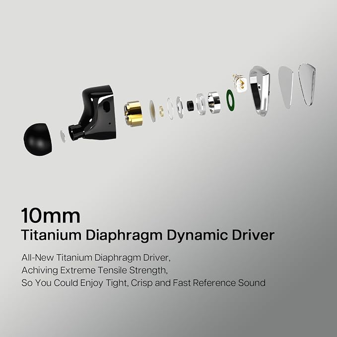 Linsoul Tripowin x 0DiBi: Vivace in Ear Monitor, 10mm Titanium Diaphragm Dynamic Driver IEM, HiFi Wired Earbuds Earphone, Gaming Earbuds with 2Pin Detachable Cable for Musicians Audio Enthusiasts