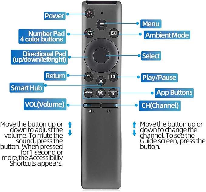for Samsung-Smart-TV-Remote-Replacement, Universal Remote for All Samsung LCD LED QLED Frame Crystal Smart TVs