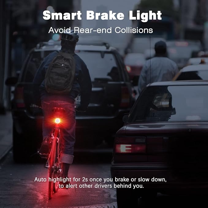 WSDCAM Bike Alarm & Smart Bike Tail Light Alarm Bike Brake Light Auto ON/Off Bike Antitheft Alarm with Remote, Waterproof Bicycle Alarm Rear Bike Light Bicycle Tail Light Rechargeable