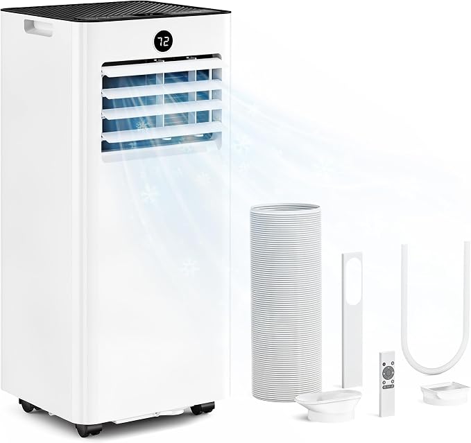 Tehanld 10,000 BTU Portable Air Conditioner, 4-in-1 AC Unit with Sleep, Cool, Dehumidifier & Fan, Cools up to 450 sq.ft, Remote Control, 24H Timer & Window Mount Kit, Bedroom