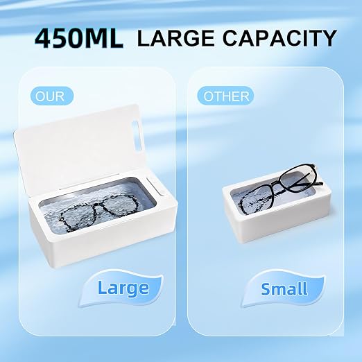 Ultrasonic Jewelry Cleaner Pro for Silver，Eyeglasses, Rings, Retainers, Dentures，Watch Strap, 3 Timer Modes，450ml Capacity (053-P303)