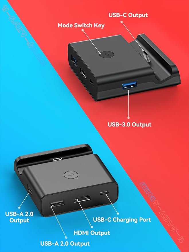 NEWDERY Switch Docking Station for TV, USB C to HDMI Multiport Hub Adapter, Portable PD Charger Dock for Nintendo Switch & OLED Console