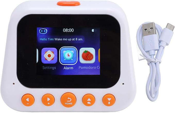 Eujgoov AI Intelligent Time Clock Voice Multifunctional Device Learning Robot and Reminder Type C Charging for Children Education